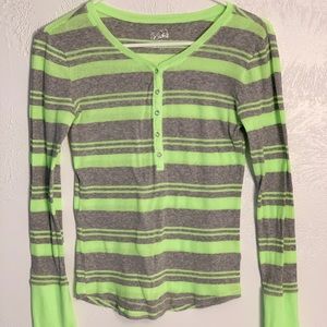 Justice Striped Long Sleeve Button Up